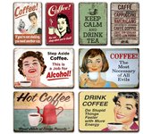 Cartel de Metal Vintage Pin Up Girl para café, platos de lata de vino y leche elegantes, letrero Retro, cafetería, tienda, pub irlandés, cafetería, decoración dulce para el hogar 20x30cm