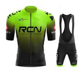 Rcn-Conjuntos de ciclismo verdes fluorescentes, uniforme para bicicleta de montaña, conjunto de Jersey de ciclismo para hombre, camisetas para bicicleta de carretera, ropa para bicicleta de montaña XS