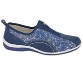 Boulevard Zapatos casuales con cremallera de ante para mujer/señoras 9 UK azul oscuro