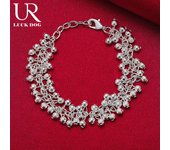 Pulsera de cadena de cuentas esmeriladas de doble fila de plata esterlina 925, joyería de boda de moda 20CM
