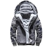 Chaqueta tipo cárdigan deportivo con forro de terciopelo y camuflaje de invierno para hombre L azul