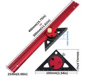Herramienta de trazado multifuncional, brújula de aleación de aluminio, regla de dibujo de arco Circular de 360 ​​grados 300mm rojo