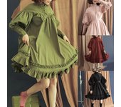 Vestido gótico de Lolita japonesa, vestidos negros de hermana suave, vestido de princesa bonito de algodón para mujer, disfraz de Halloween para niña 5XL color rosa