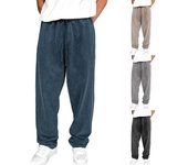 Pantalones deportivos para hombre, pierna ancha, cintura elástica con cordón, color liso, largos, holgados, con bolsillos, largos M caqui