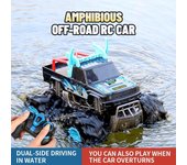 Nuevo coche de carreras anfibio de 2,4G con tracción en las cuatro ruedas, coche de carreras con batería de larga duración, acrobacias, coche impermeable de doble cara, juguete para niños rojo
