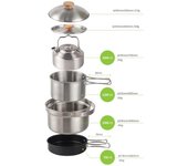 Hervidor de agua de acero inoxidable para exteriores, mango de bloqueo, olla colgante para acampar, cafetera portátil, cocina de Picnic, 1L plata