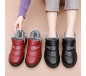 Botas de nieve de invierno para mujer, zapatos para caminar, ligeros, térmicos, con forro de piel, sin cordones, planos, botines de tobillo, suave y cómodo, forro polar, botas cortas cálidas 35 negro