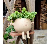 Maceta colgante de pared con forma de cara sonriente, de resina, para colgar en la pared, para jardín