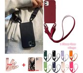 Funda de silicona líquida de lujo con correa de cordón tipo bandolera para iPhone 16, 15, 14 Plus, 13, 12, 11 Pro Max, 13, 12 Mini, XR, XS, X, 8, 7 Plus, SE 2020 iPhone 16 Pro Max azul oscuro