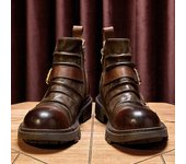 Botas de moto punk hechas a mano, botas Chelsea de cuero para hombre, botas Martin británicas, botas de trabajo de piel de vaca 38 marrón