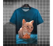 Camisetas gráficas divertidas para hombres, camiseta de manga corta para hombre, camiseta con estampado de gato para hombre, camiseta de gran tamaño para hombre, camiseta de verano para hombre S