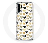 Coque pour Huawei P30 Fond de texture abstraite coeurs noirs