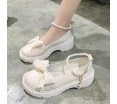 Zapatos Mary Jane de plataforma gruesa para Mujer, Zapatos de fiesta de Lolita, sandalias de verano con cadena de lazo, Zapatos Oxford a la moda para Mujer 40 negro