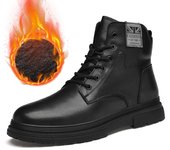 Botas clásicas de cuero genuino de moda de invierno para hombre, zapatos de suela gruesa y caña alta, botas cortas de negocios para hombre, botines resistentes al frío 38