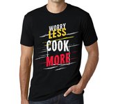 Camiseta Vintage para hombre, camiseta gráfica, Worry Less Cook More Deep Black White Text XS negro
