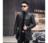 Nuevo abrigo de piel de oveja con plumón de pato blanco, abrigo de plumón para hombre, abrigo cálido grueso de longitud media con cuello Vertical de piel de oveja para invierno 5XL