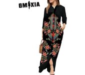 GMXIA Vestidos casuales de manga larga con cuello tipo polo para mujer, verano, primavera S color rosa