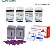 Tiras reactivas médicas de glucosa en sangre, lancetas y almohadillas de algodón con alcohol, para medidor de glucosa en sangre KH-100 (No incluye el dispositivo en sí.)