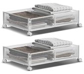 Paquete de 2 contenedores de almacenamiento debajo de la cama con ruedas, multifuncionales, para el hogar, dormitorio, juguetes, ropa, libros y zapatos 1 pack blanco