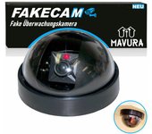 FAKECAM Cámara Falsa Dummy Cámara de Vigilancia Interior y Exterior LED Parpadeante Domo 360°
