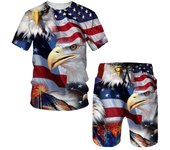 Pantalones cortos creativos con bandera de EE. UU. y águila en 3D, bañadores, conjunto de dos piezas de verano para hombre, pantalones cortos de playa para nadar, pantalón corto informal, ropa de playa XXXL