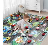 Alfombrilla de juego para niños, alfombrilla de juego de tráfico plegable Flexible