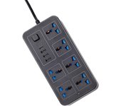 Regleta con 6 tomas de CA y 3 USB 1 tipo C protector contra sobretensiones de cable de extensión de 6 pies para el hogar EU Plug blanco