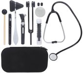 Kit de diagnóstico médico, otoscopio, estetoscopio, diapasón, kit de percusión para reflejos con bolsa de almacenamiento