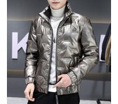 Chaqueta acolchada y gruesa de cuello alto sin capucha de talla grande para hombre, ropa de abrigo informal brillante para otoño e invierno 5XL