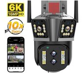 Nueva cámara IP EU 6K HD WIFI 16MP 10X Zoom híbrido Cámara PTZ de seguimiento automático Lente cuádruple para exteriores Cámara de seguridad de pantalla triple Grabadora de seguridad para el hogar 6K Camera