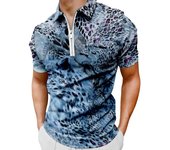 Camiseta polo con cremallera y estampado 3D de león para hombre, ropa deportiva, camiseta de manga corta con estampado de animales, polos de verano para hombre S