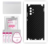 apgo Protective Skin Sticker for the back+sides compatible with Samsung Galaxy A32 4G, Full Wrap Film, Foil, Vinyl - Pattern Carbon Black