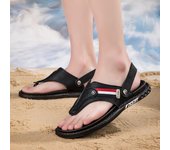 Sandalias de playa de verano 2023 para hombre, chanclas informales marrones, zapatillas, zapatos planos transpirables para exteriores, zapatos informales de verano 38 negro