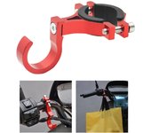 Gancho universal para motocicleta, de aluminio, para casco de scooter, colgador de bolsa para bicicleta eléctrica, gancho multiusos para bicicleta eléctrica. rojo