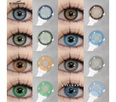 Eyeshare Lentes de contacto de color, lentes de zafiro para anteojos, lentes de contacto de color azul cielo, lentes marrones, lentes de contacto de color gris natural, 1 par 0