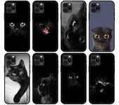 Funda de tpu negra para iphone 5 5s se 6 6s 7 8 plus x 10 XR XS 11 12 13 mini pro MAX funda de silicona gato negro mirando fijamente iphone 5 5S SE 2016