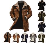 Chaqueta de invierno de gamuza a juego con colores para hombre, abrigo con cremallera y múltiples bolsillos S