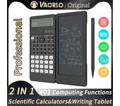 Calculadora científica solar con tableta de escritura de 6 pulgadas, plegable, 401 funciones de cálculo, calculadoras profesionales PK 991MS 991ES negro