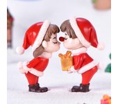 Pareja navideña en miniatura para jardín, micropaisaje, decoración del hogar 1pcs