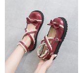 Zapatos de lolita gótica de moda Zapatos de cosplay rojos kawaii para mujer con lazo Zapatos de princesa Estudiantes niñas Zapatos Mary Jane con tiras cruzadas encantadoras 4.5 blanco