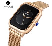 WWOOR New Fashion Classic Ladies Watch Elegante luz de lujo cuadrado cuarzo impermeable reloj de mujer