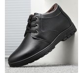 Botas de nieve de invierno para hombre con piel cálida y amortiguación retro, zapatos casuales de cuero genuino de piel de vaca suave para hombre de negocios, botas para hombre 789 38 negro