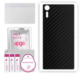 apgo Protective Skin Sticker for the back compatible with Sony Xperia XZs, Wrap Film, Foil, Vinyl - Pattern Carbon Black