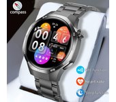 Reloj inteligente GT5max 2025 con GPS, pantalla de alta definición, llamadas Bluetooth, brújula inteligente para deportes al aire libre, reloj inteligente para hombre Silicone negro