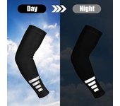Manguitos reflectantes para montar en bicicleta de noche, manguitos de ciclismo para correr, protector solar de seda helada, calentador de brazo para hombre y mujer, funda deportiva para brazo One Size naranja