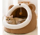 Casa para gatos para todas las estaciones Cama semicerrada para gatos Villa Casa para gatos de otoño e invierno Casa para perros extraíble y lavable Suministros para mascotas M 35*35*30cm