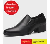 Zapatos de tacón alto de piel auténtica con punta de 6 y 8 cm para hombre. 40
