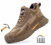 Zapatos de trabajo de invierno, zapatos de seguridad cálidos, zapatillas de seguridad con puntera de acero, zapatos de protección para el trabajo, botas de trabajo antipinchazos para hombres 36