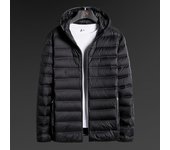 Chaqueta acolchada de plumón para hombre, abrigo ligero de primavera y otoño, abrigo ligero con capucha de pato blanco S azul oscuro