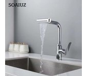 Ducha de cocina con cabezal de cascada para salpicaduras, lavaplatos con agua fría y caliente, fregadero para lavavajillas, grifo giratorio multifunción